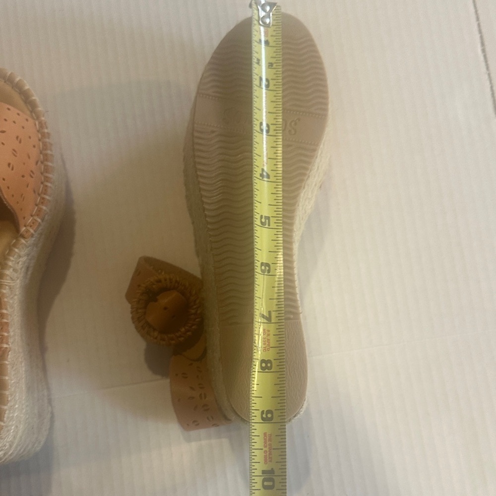 Soludos x Anthro laser tan Sofia Tan leather Woven Platform espadrille Sandals - Picture 12 of 13